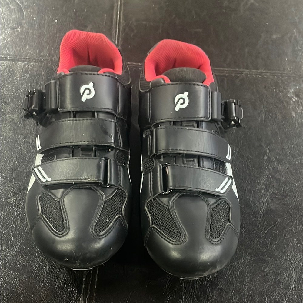 Peloton Black Cycling Shoes with Red Interior